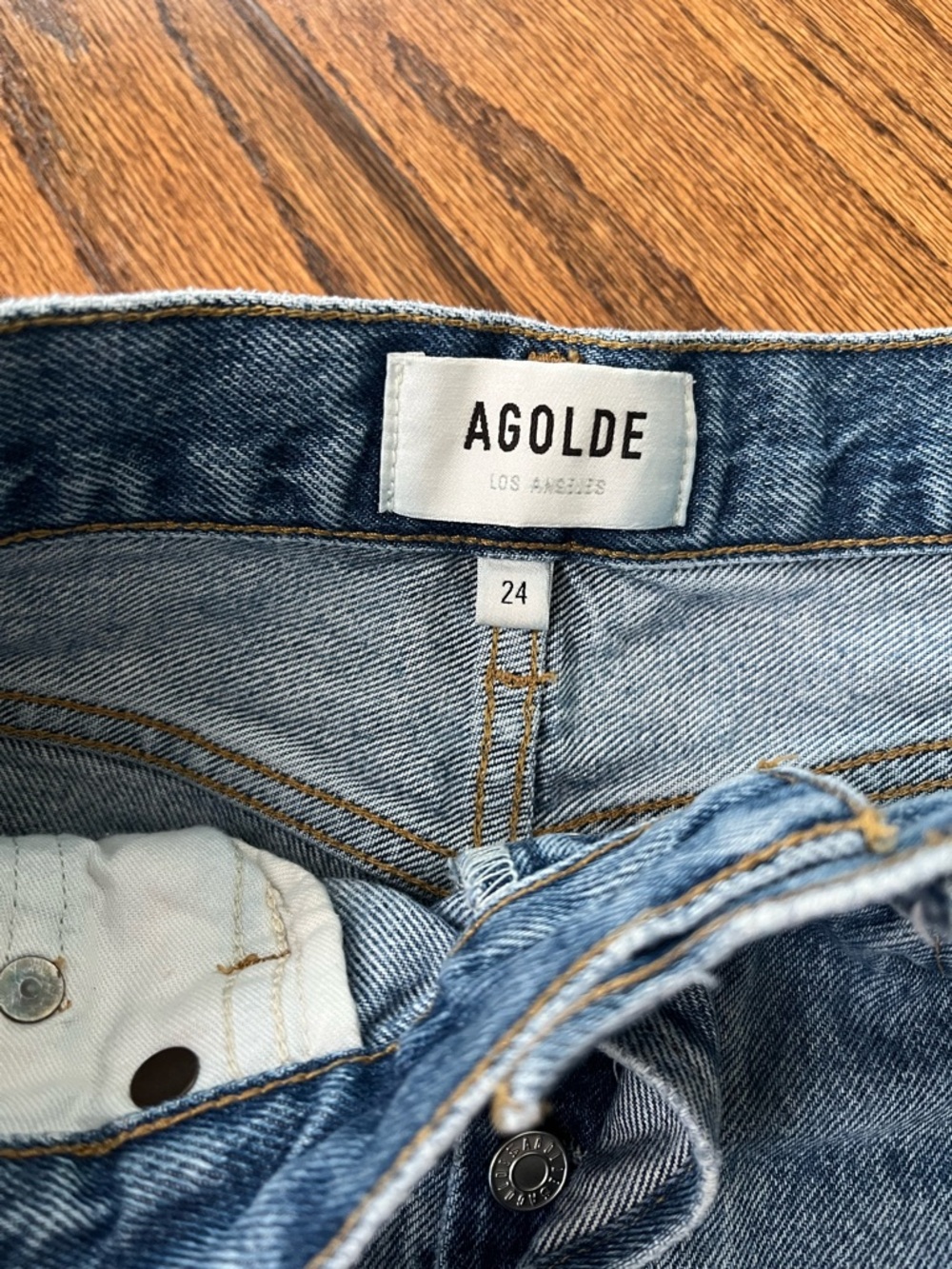 Agolde Parker Long Denim Shorts - Picture 3 of 8